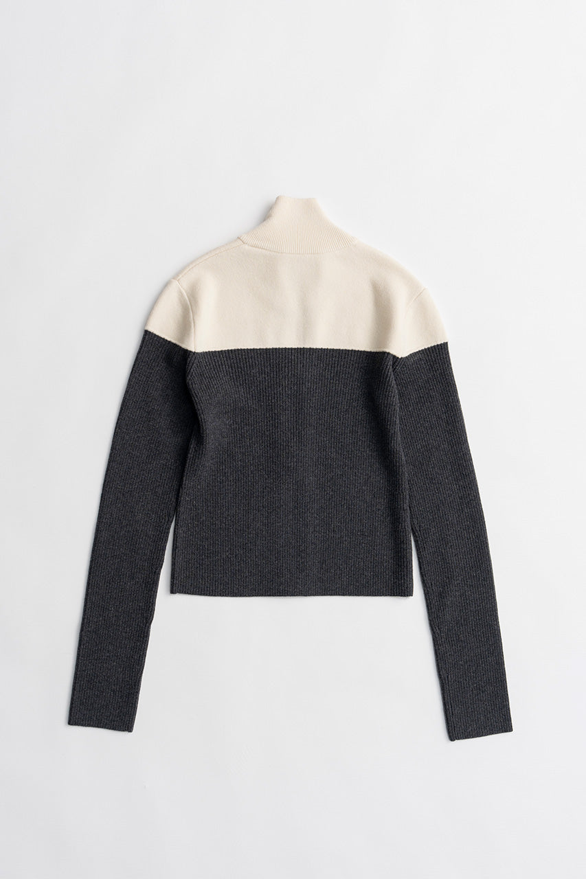 Front Zip Bicolor Knit - 2026WINTER