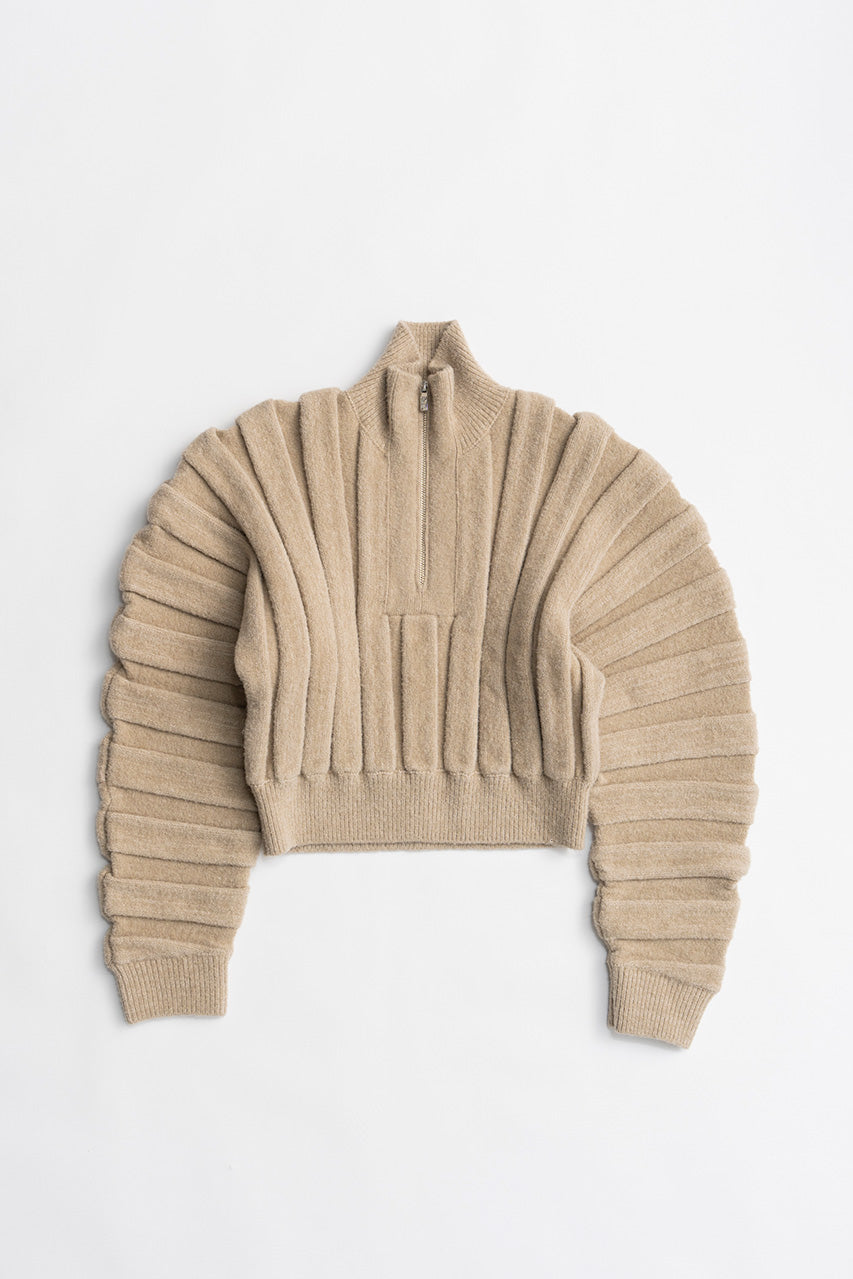 Half-Zip Accordion Knit - 2026WINTER