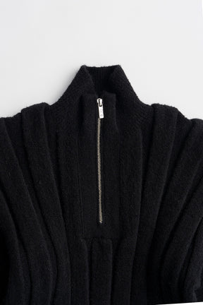 Half-Zip Accordion Knit - 2026WINTER