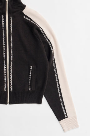 Embroidered Knitted Track Jacket