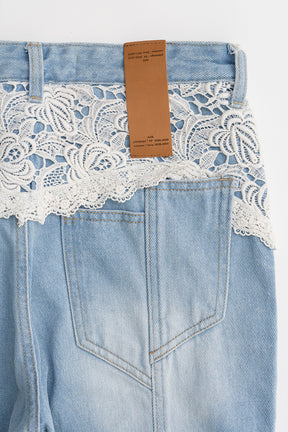 DENIM PANTS WITH LACE