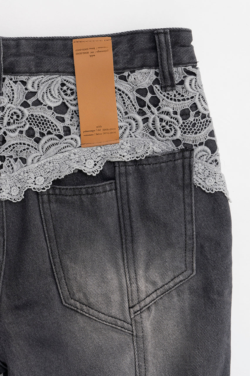 Denim Pants With Lace