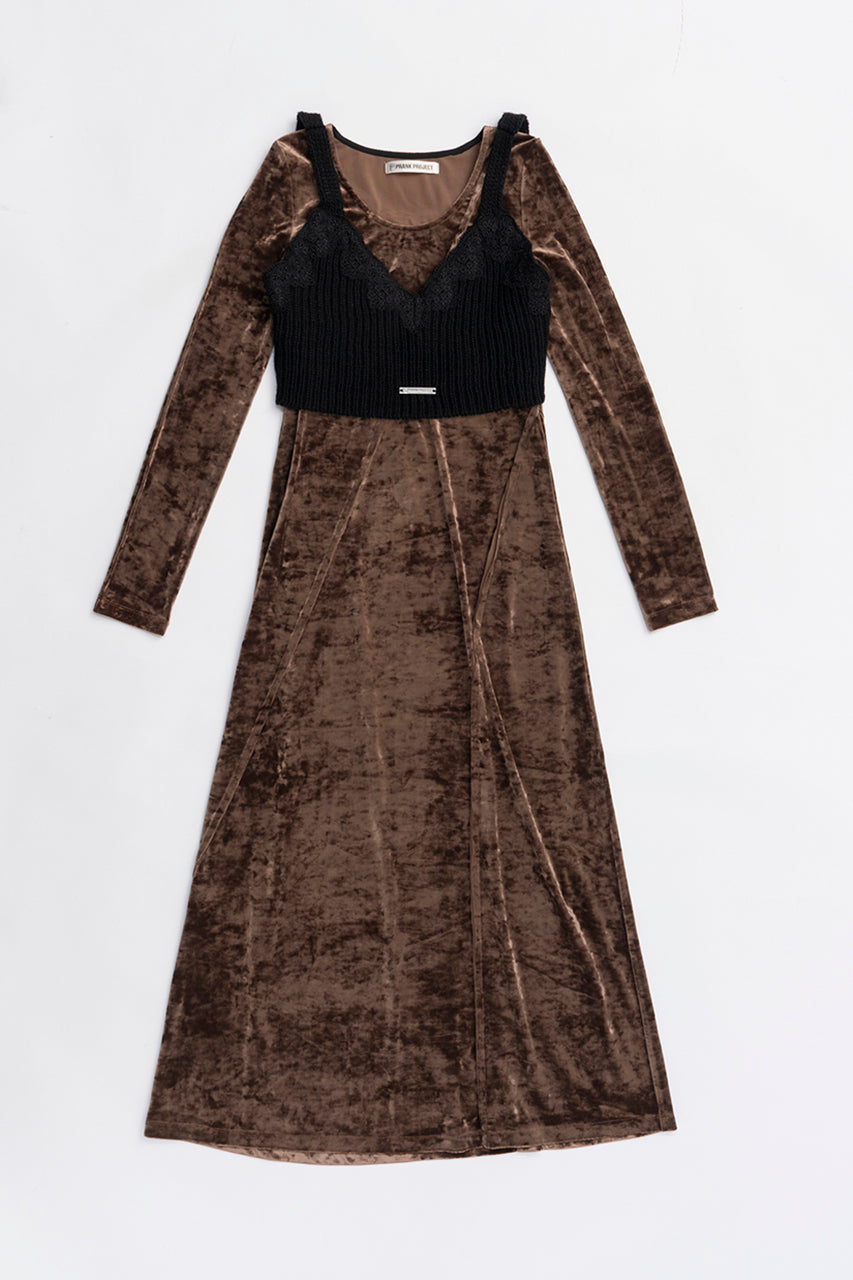 Knit Combination Velour One-Piece - 2025 WINTER