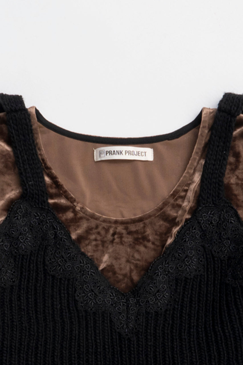 Knit Combination Velour One-Piece - 2025 WINTER