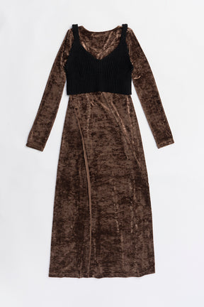 Knit Combination Velour One-Piece - 2025 WINTER