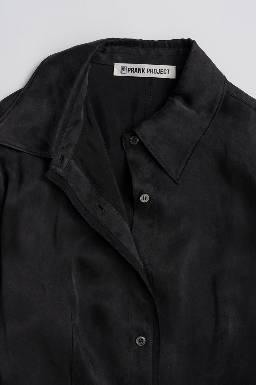 Satin Cinched Waist Shirt - 26SUMMER