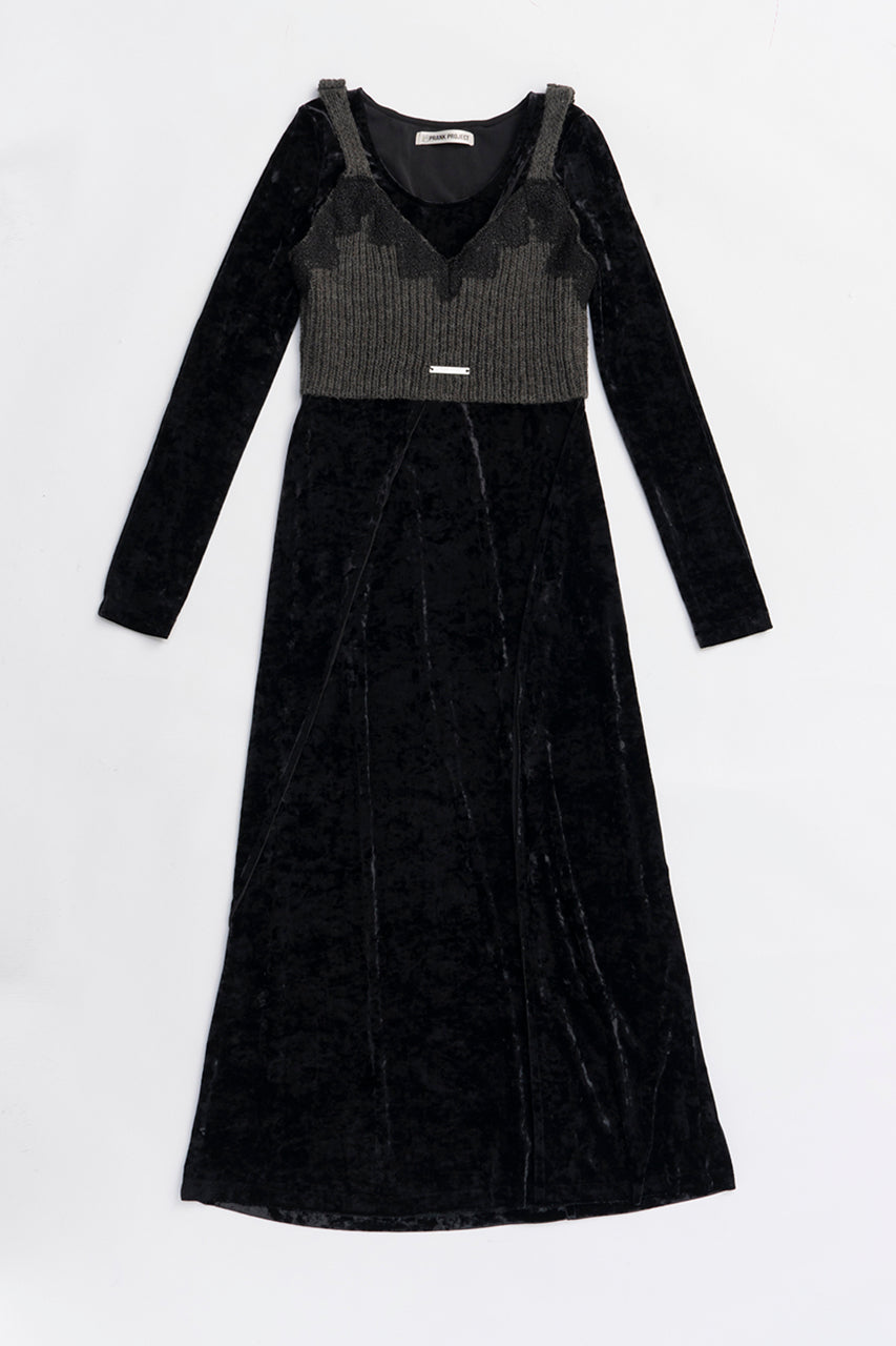 Knit Combination Velour One-Piece - 2025 WINTER