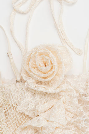 [24SUMMER PRE ORDER]Mesh Lace Rose Tube Top