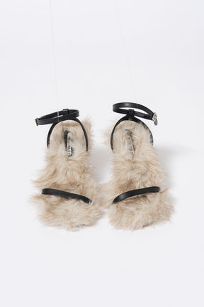 Narrow Strap Fur Sandals