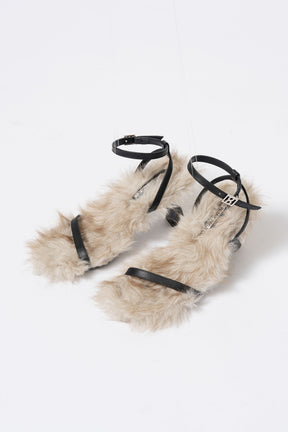 Narrow Strap Fur Sandals