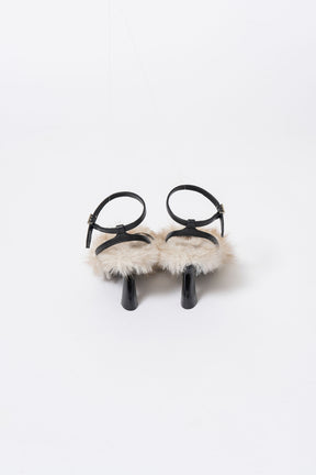 Narrow Strap Fur Sandals