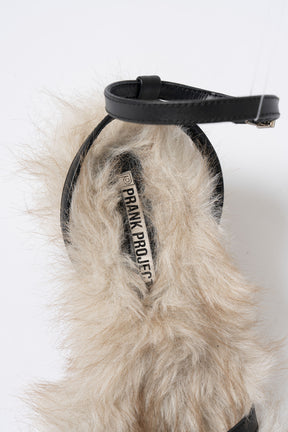 Narrow Strap Fur Sandals