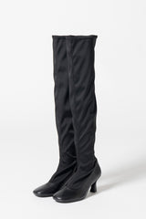 Fabric Combination Stretch Long Boots