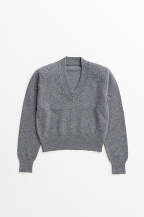 Pure Wool V-Neck Shoulder Knit - 2026AUTUMN