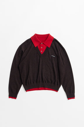Layered Polo Knit Top - 2026WINTER