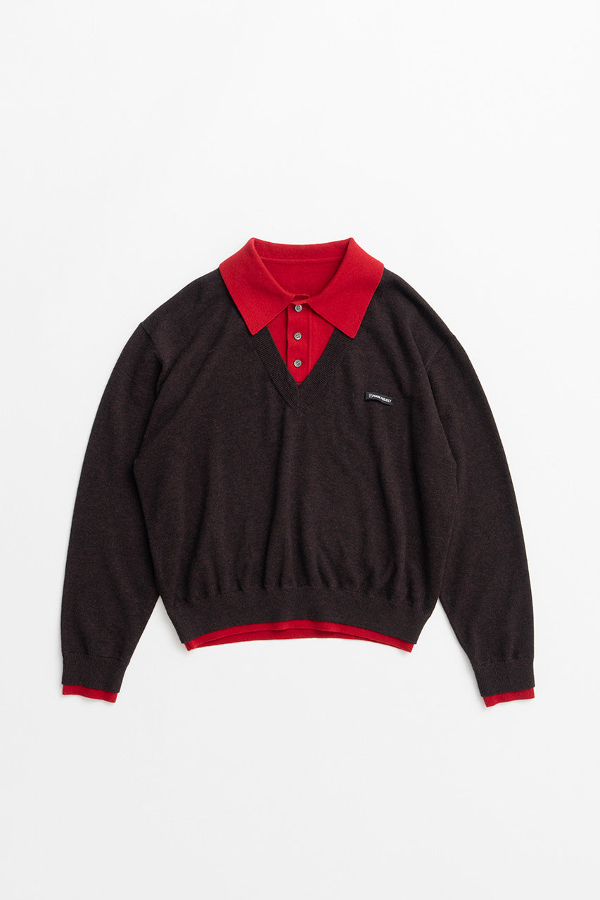 Layered Polo Knit Top - 2026WINTER