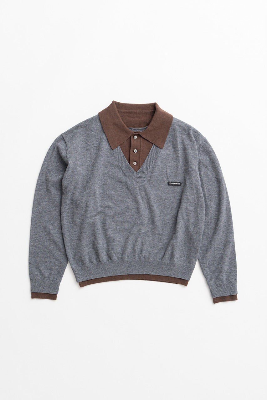 Layered Polo Knit Top - 2026WINTER