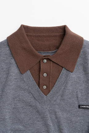Layered Polo Knit Top - 2026WINTER