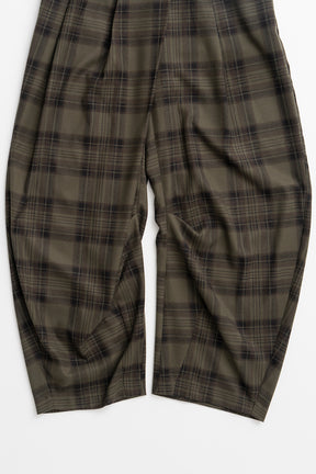 Asymmetrical Tuck Check Belt Pants - 2026WINTER