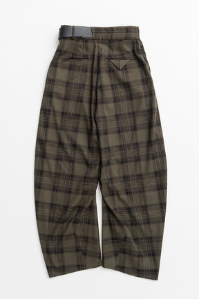 Asymmetrical Tuck Check Belt Pants - 2026WINTER