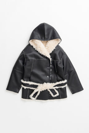Reversible Hooded Boa Coat - 2026WINTER