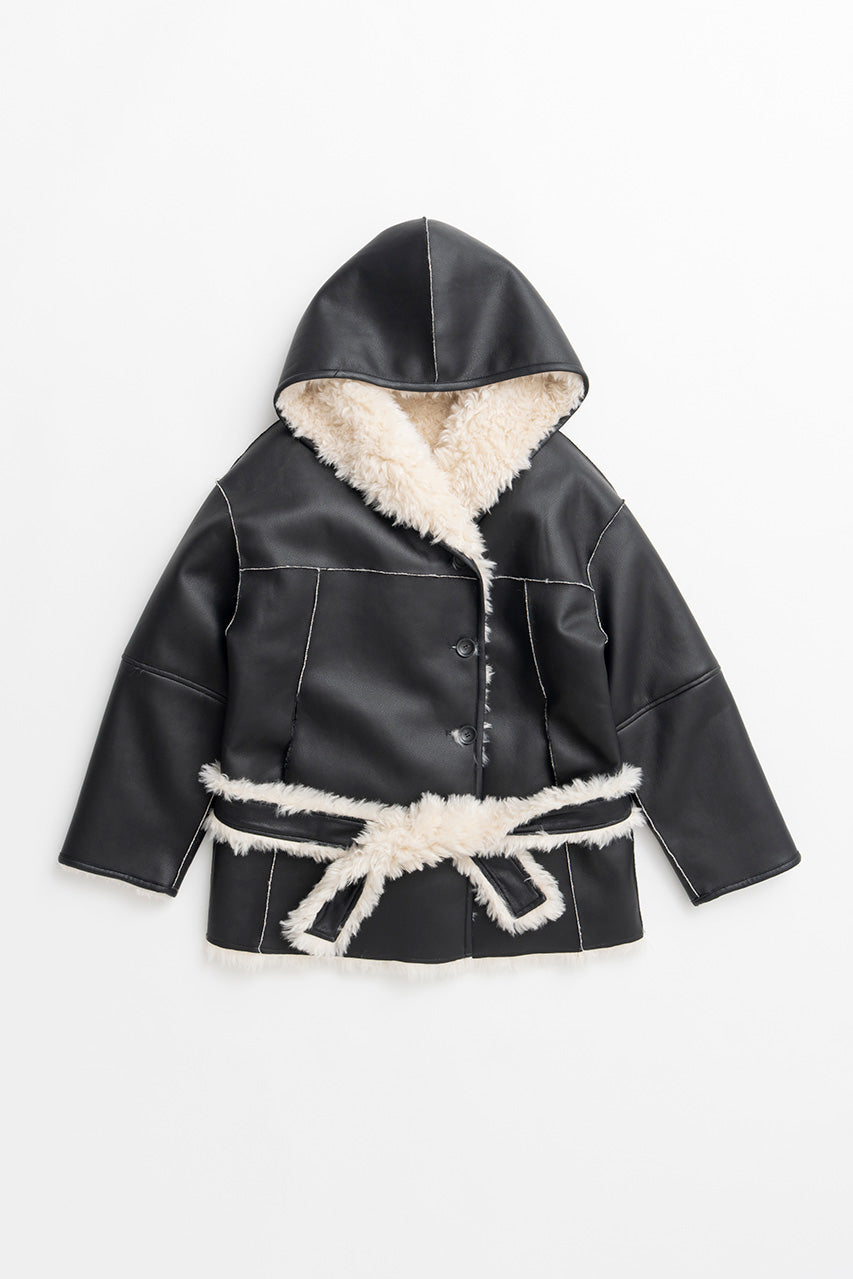 Reversible Hooded Boa Coat - 2026WINTER