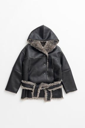 Reversible Hooded Boa Coat - 2026WINTER