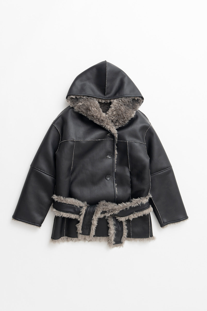 Reversible Hooded Boa Coat - 2026WINTER