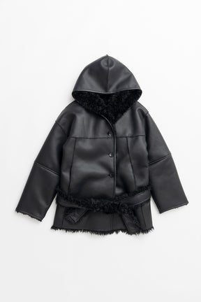 Reversible Hooded Boa Coat - 2026WINTER