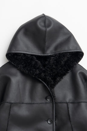 Reversible Hooded Boa Coat - 2026WINTER