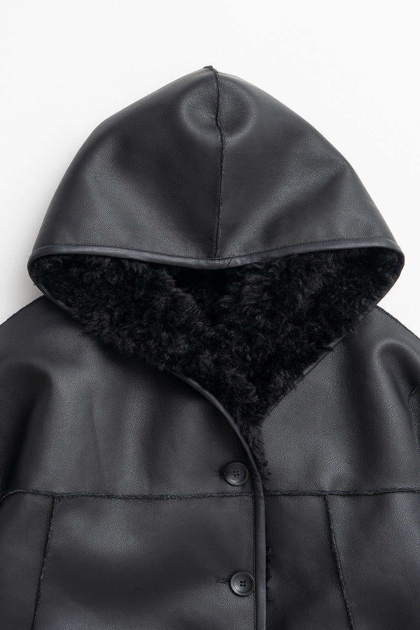 Reversible Hooded Boa Coat - 2026WINTER