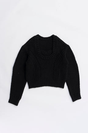 Heart Neck Knit Top - 2025 WINTER