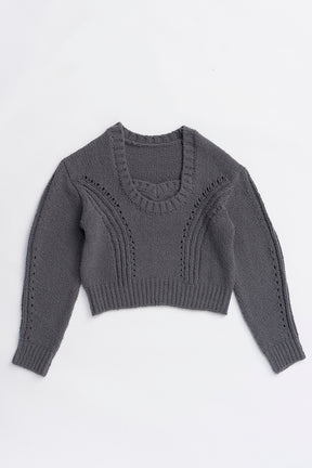 Heart Neck Knit Top - 2025 WINTER