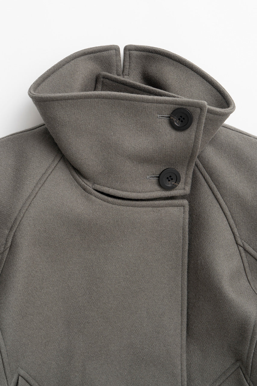 Low-Waisted High-Neck Wool Middle Coat - 2026WINTER