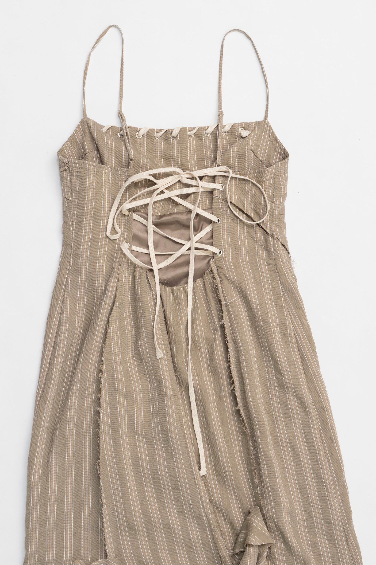 【25 SPRING PRE ORDER】Ruffle Lace-Up Stripe Onepiece