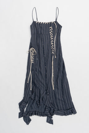 【25 SPRING PRE ORDER】Ruffle Lace-Up Stripe Onepiece