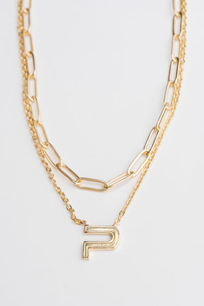 P Logo Double Chain Necklace