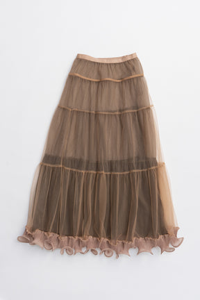 Ruffle Hem Tulle Skirt