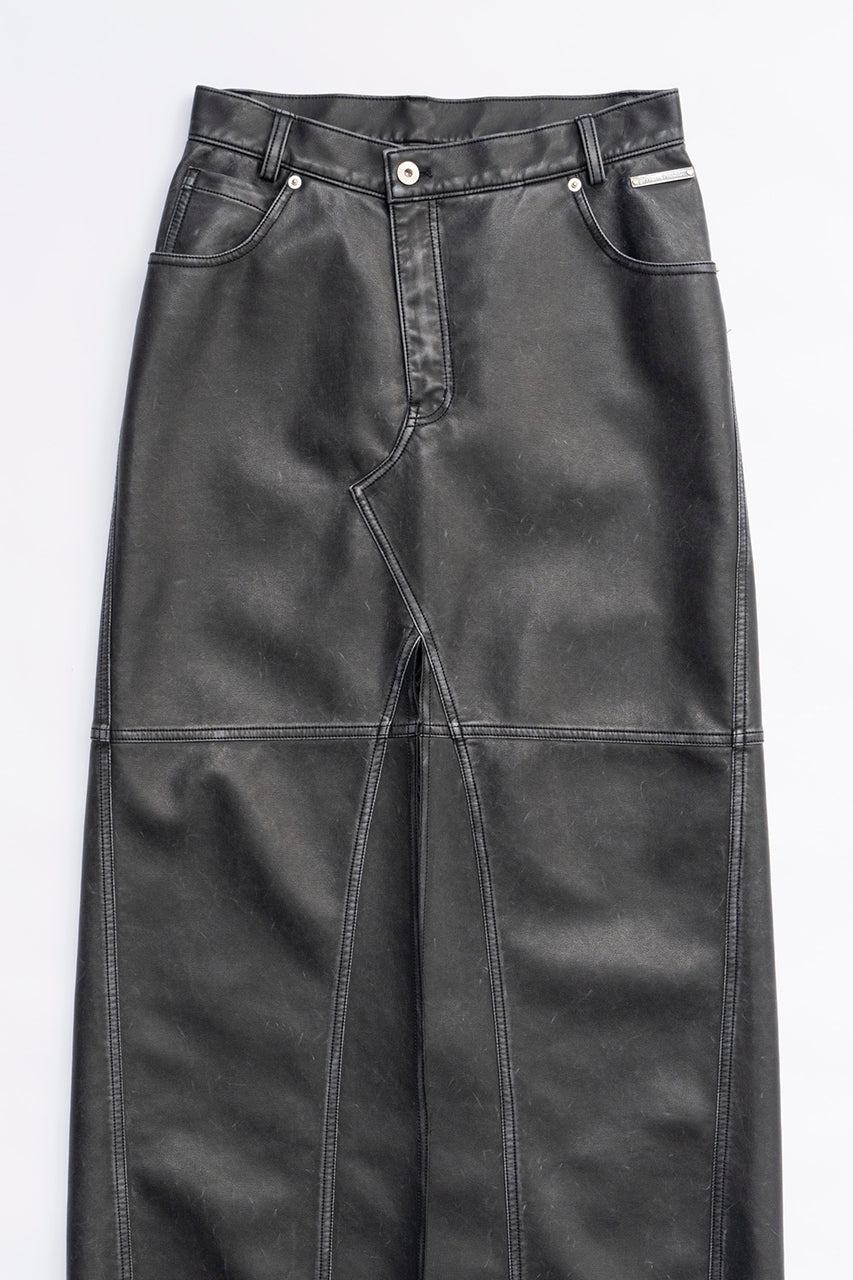 [24Autumn PRE ORDER] VEGAN LEATHER SLIT SKIRT