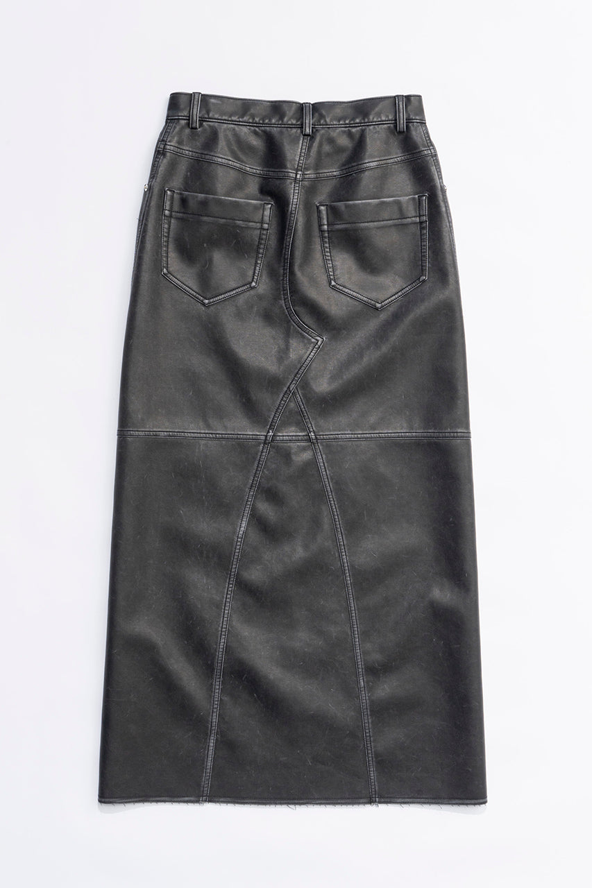 Vegan Leather Slit Skirt