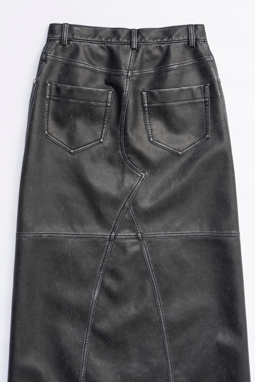 [24Autumn PRE ORDER] VEGAN LEATHER SLIT SKIRT