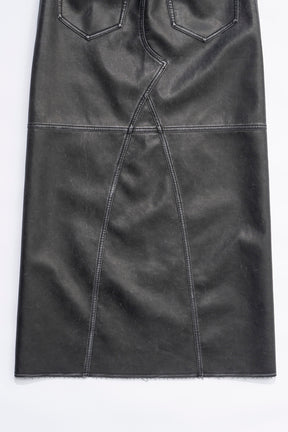 Vegan Leather Slit Skirt