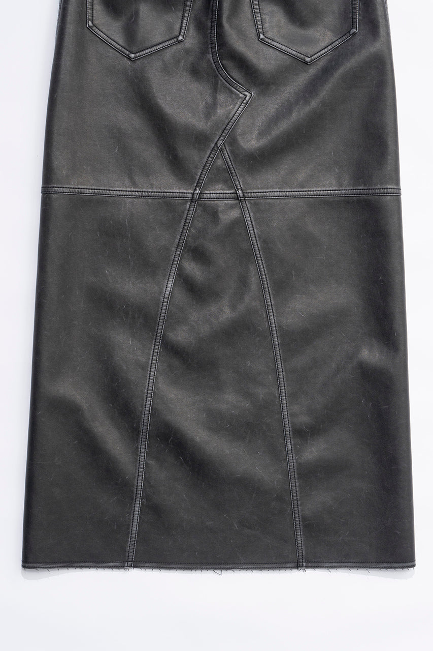 Vegan Leather Slit Skirt