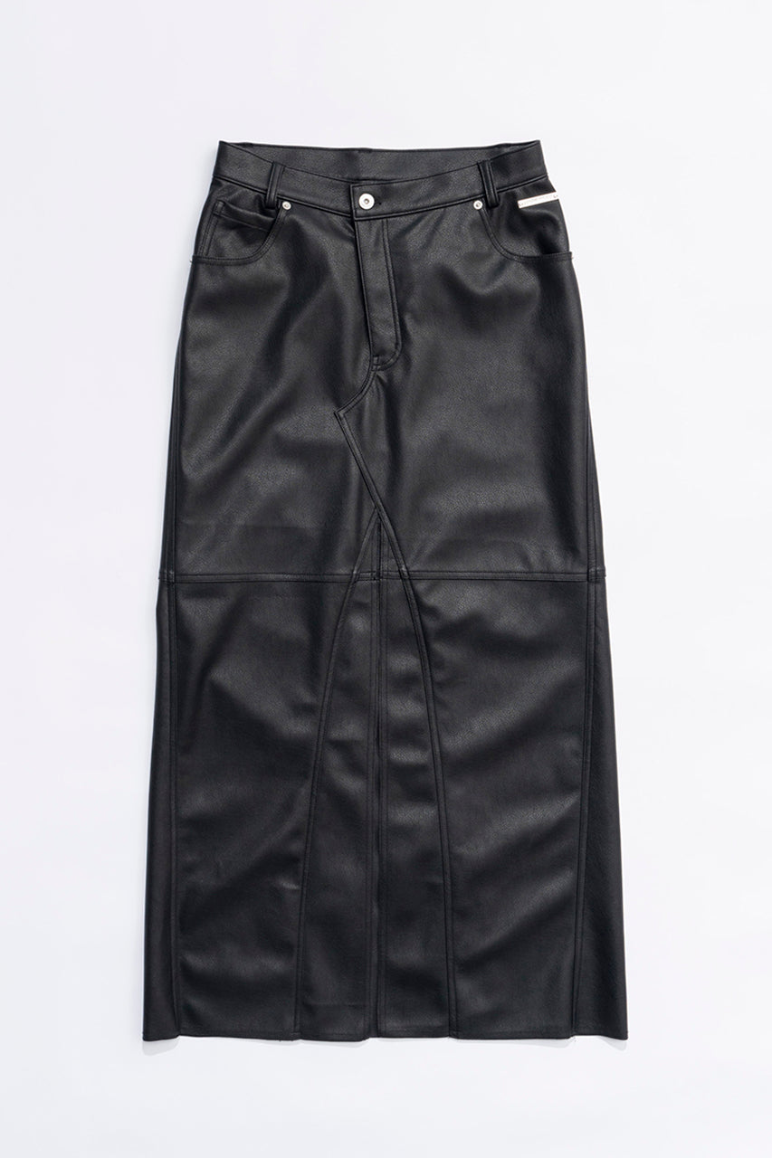 Vegan Leather Slit Skirt