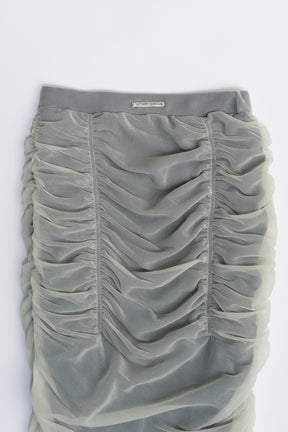 Sheer Layered Shirring Tight Skirt