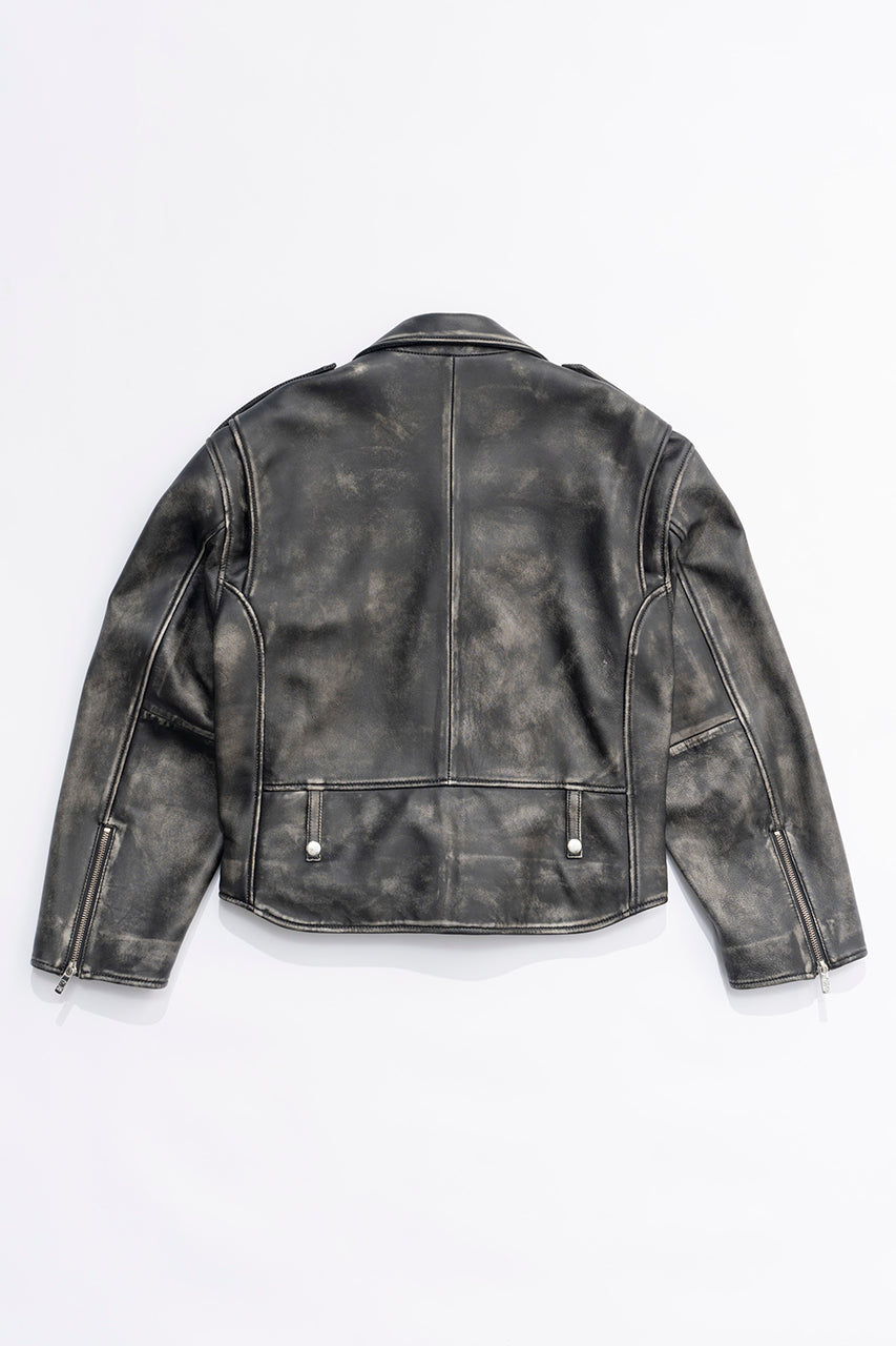 【24AUTUMN PRE ORDER】Rub Off COW Leather Riders Jacket