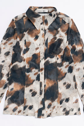 Cow Printed Slim Shirt