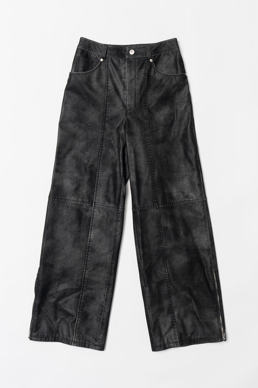 Italian Vegan Leather Washed Pants - SALE