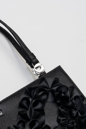 Pleated Ribbon Satin Pochette Bag - PRE ORDER