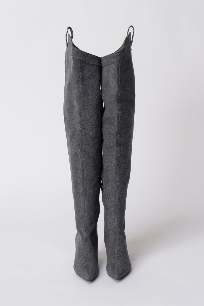 【SALE】Denim Thigh High Boots Pants